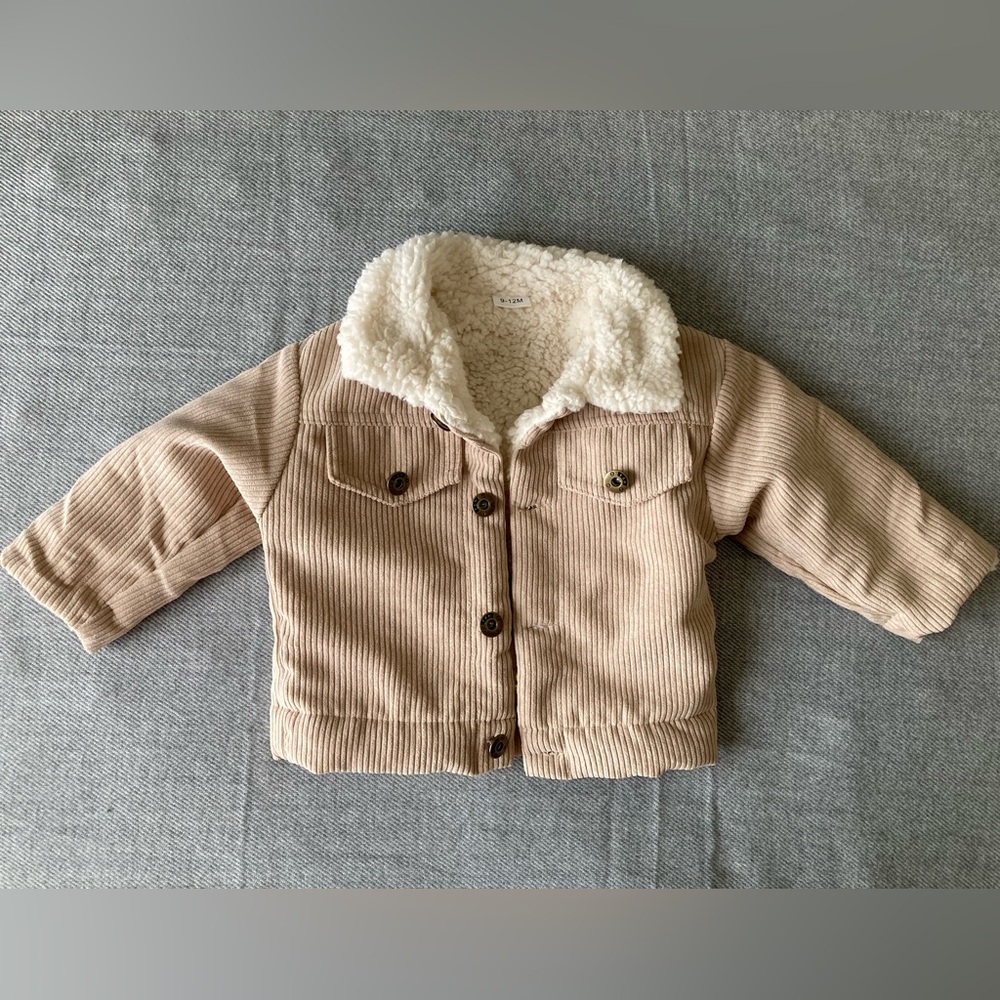 Beige Corduroy Sherpa Baby Coat